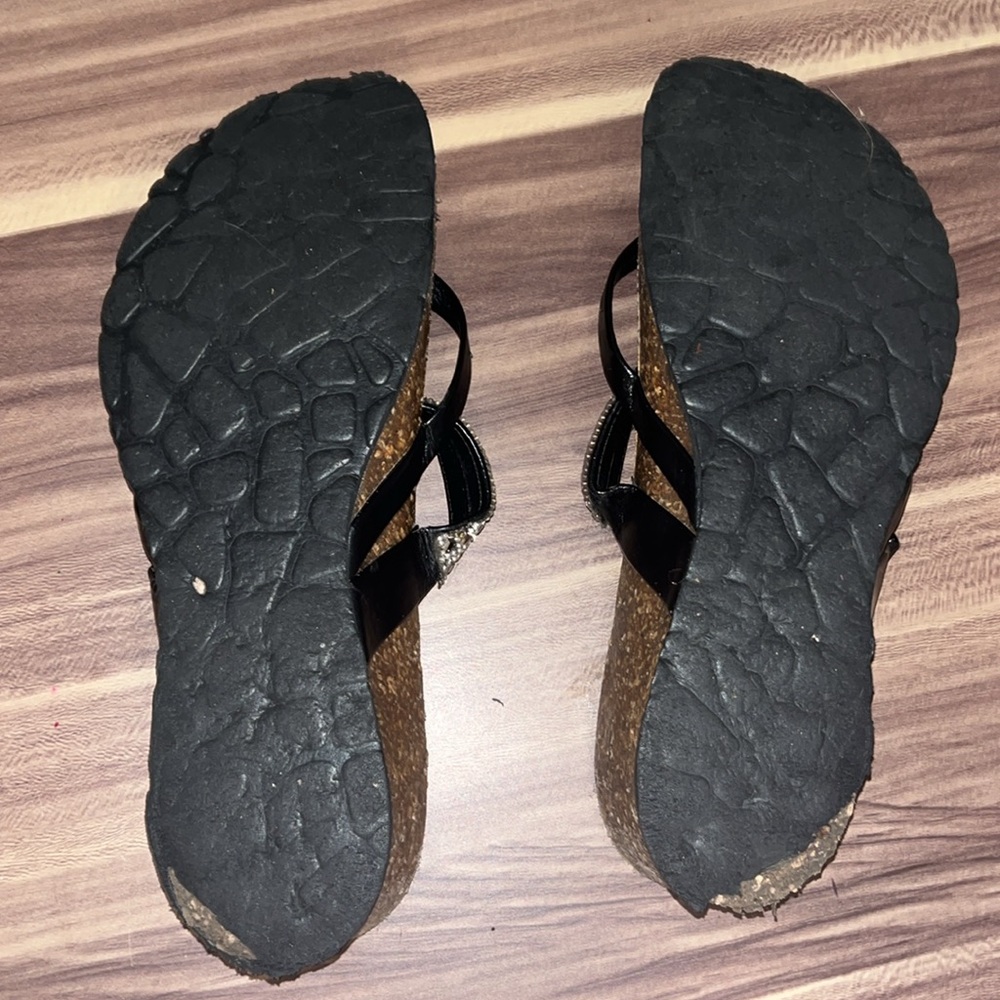 MILA PAOLI RHINESTONE LEATHER THONG SANDALS made in Italy - Picture 12 of 14